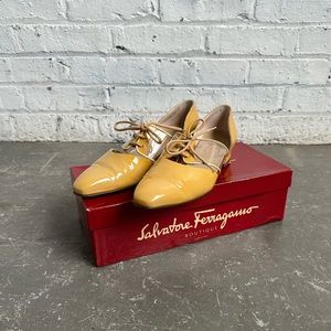 Mustard Yellow Patent Leather Salvatore Ferragamo Flats Women’s Size 8.5